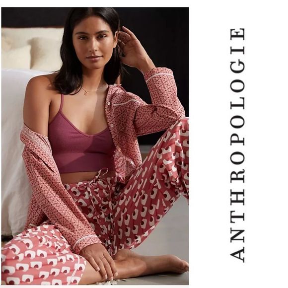 Anthropologie Other - Anthropologie Ro’s Garden Rose Pajama Set in Red Size Small